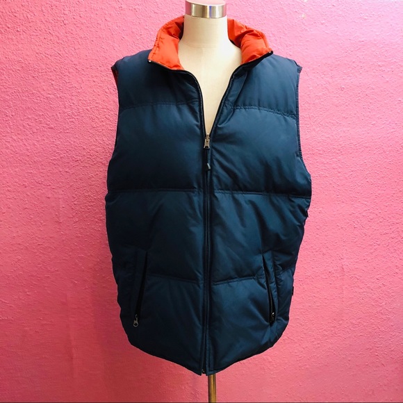 Eddie Bauer Down Vest Reversible Blue 